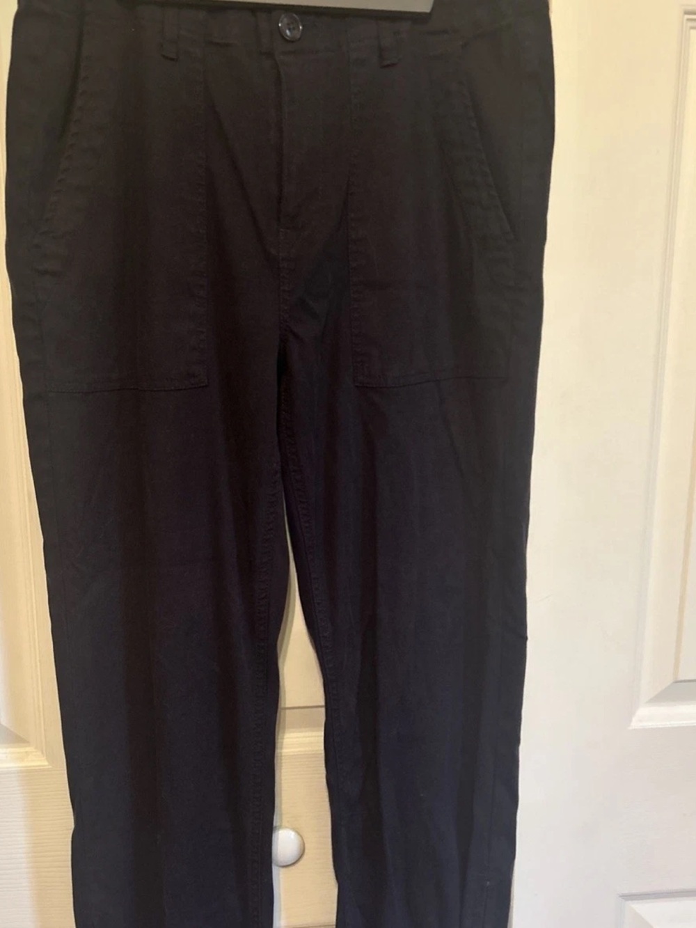 NWOT Navy Blue Liverpool Cotton Casual Pants Nordstrom $149 zipper closure ankle